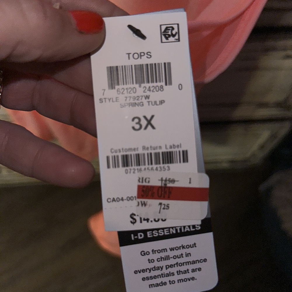 NWT ideology bright orange tank top with round neck and open around neck 3x - Picture 4 of 5